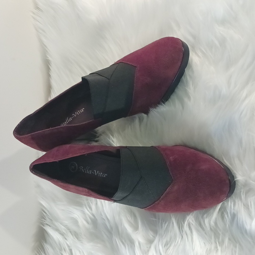 Women's Suede Maroon/Black Size 11W Bella-Vita heels